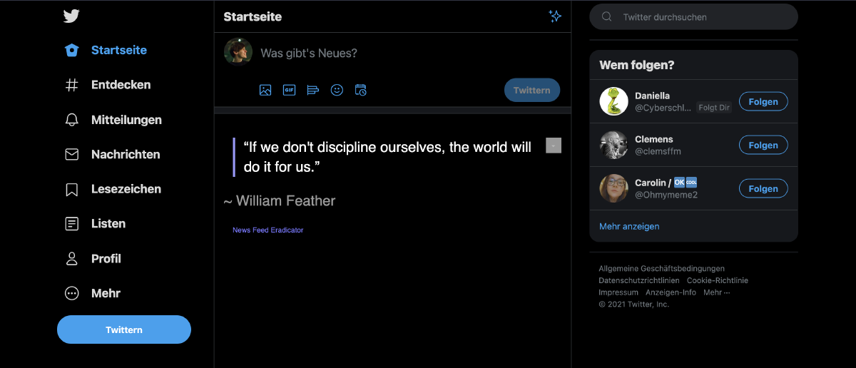 Twitter mit dem Plugin